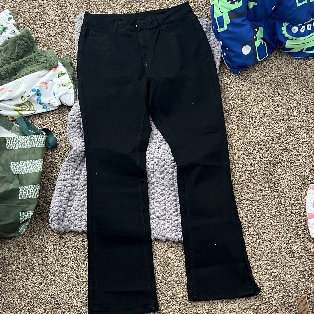 Black Straight-Leg Pants